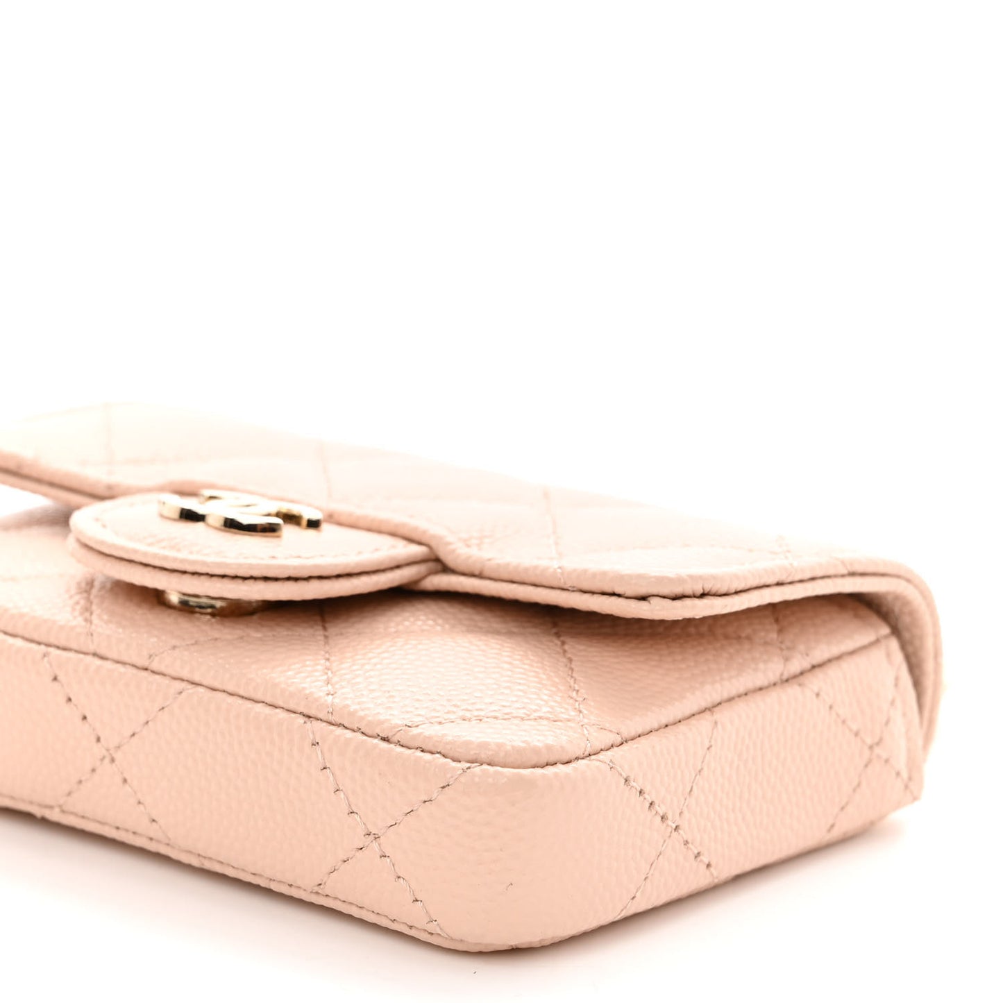 Caviar Quilted Mini Chain Belt Bag Light Beige