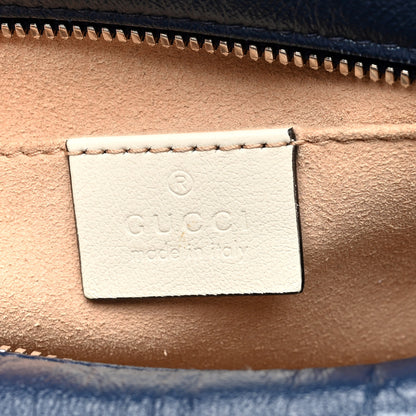 Gucci Vintage Effect Calfskin Matelasse Diagonal Small Torchon GG Marmont Chain Shoulder Bag Blue Agata Mystic White 6 of 10