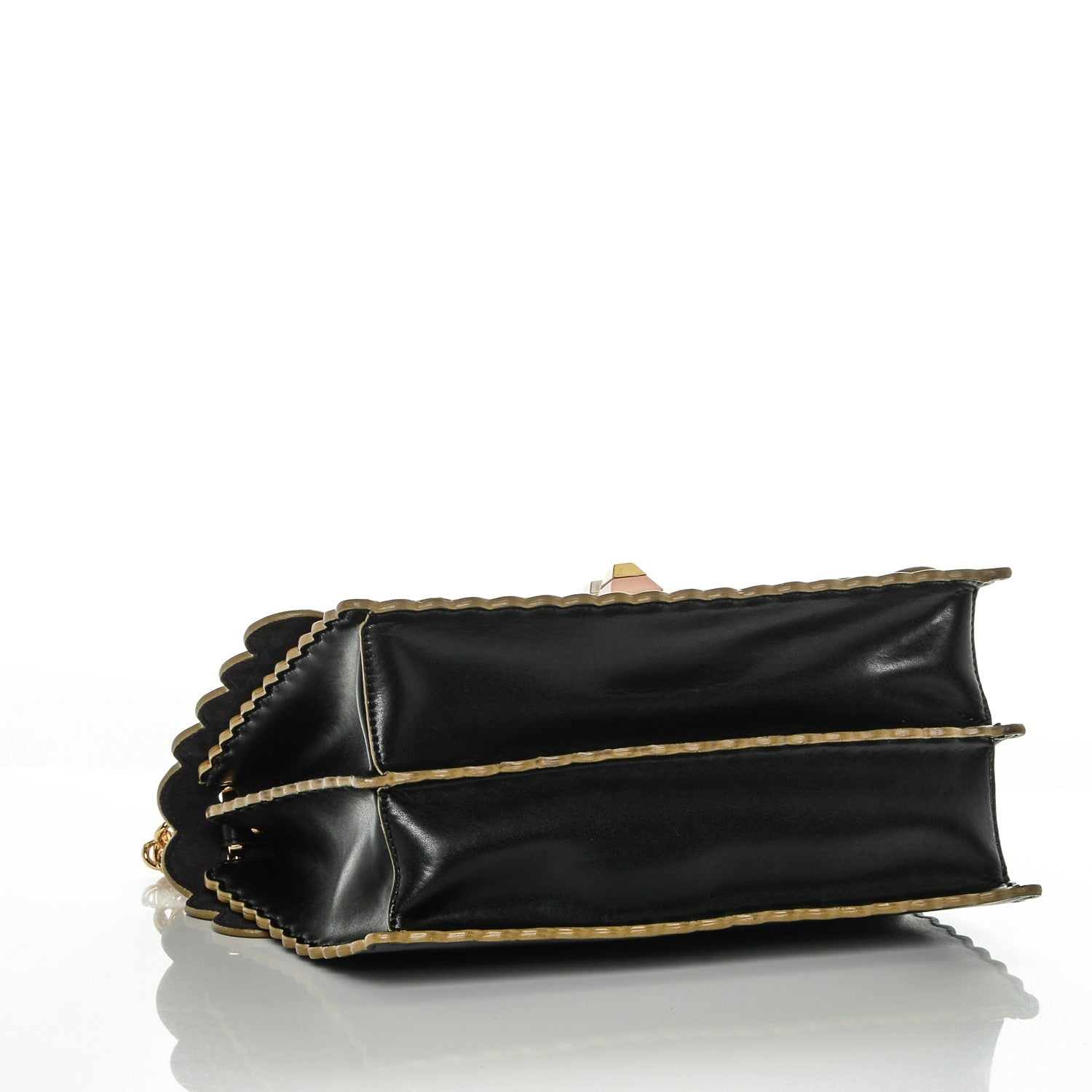 Fendi Vitello Liberty Scalloped Studded Kan I Shoulder Bag Black 4 of 7