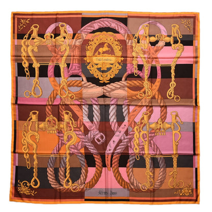 Hermes Cashmere Silk Della Cavalleria Shawl 140 Soleil Rose Brun 1 of 7