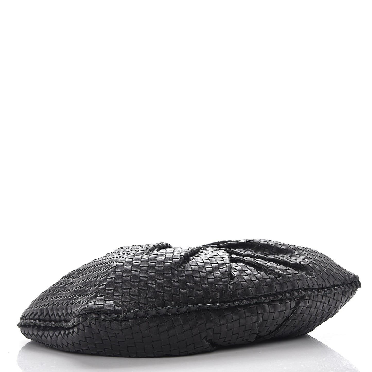 Nappa Intrecciato Pleated Large Veneta Hobo Black