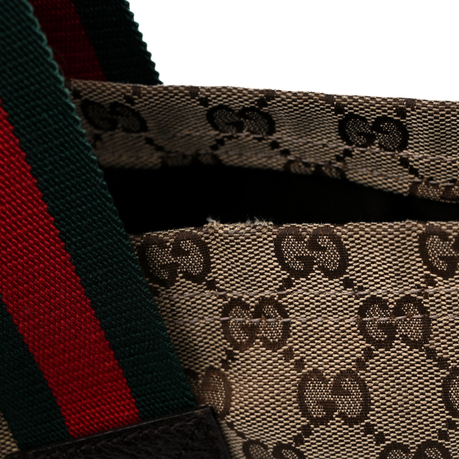Gucci GG Monogram Medium Web Handle Vertical Tote Dark Brown 13 of 15