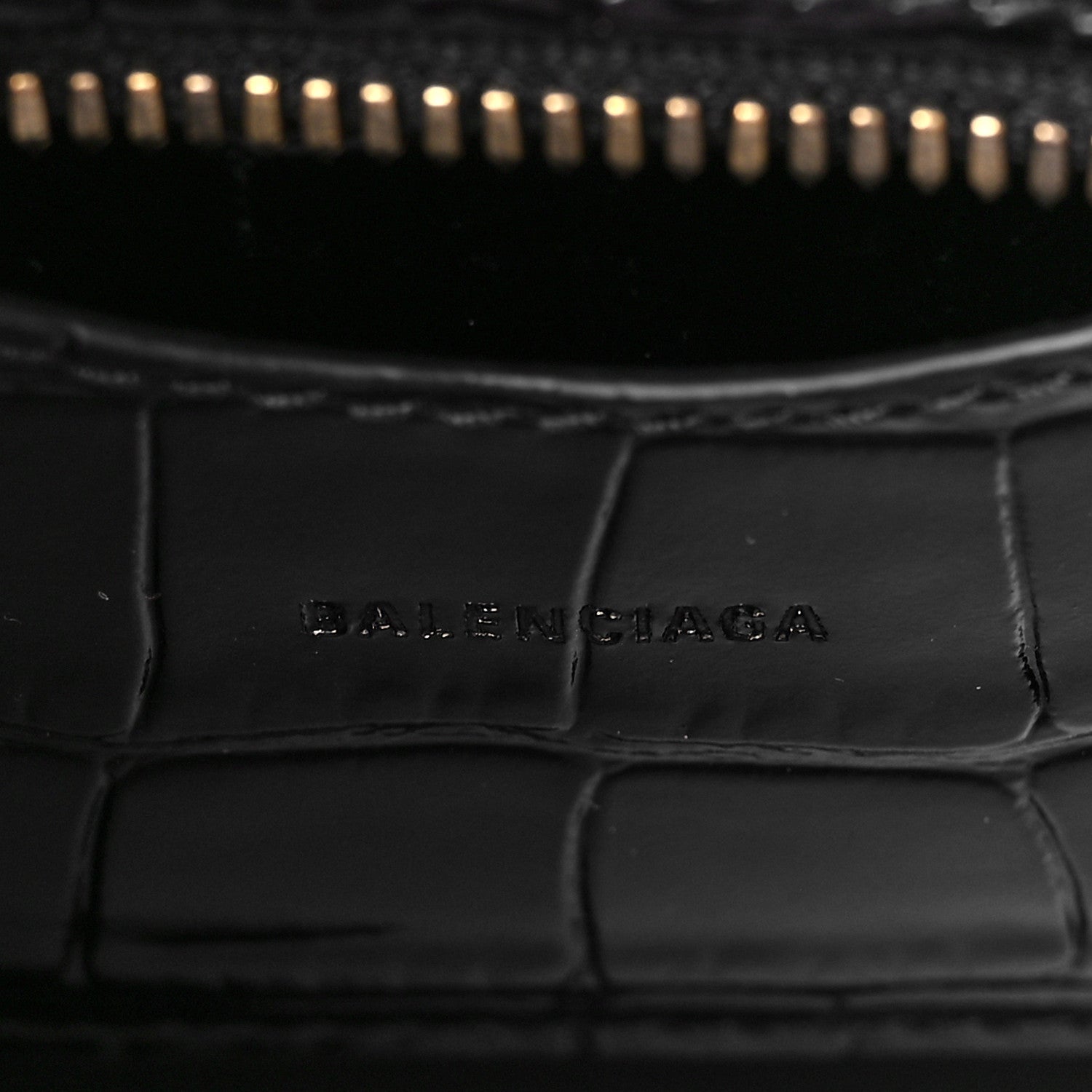 Balenciaga Shiny Supple Calfskin Crocodile Embossed Neo Classic Gold Hardware Nano City Crossbody Black 5 of 7