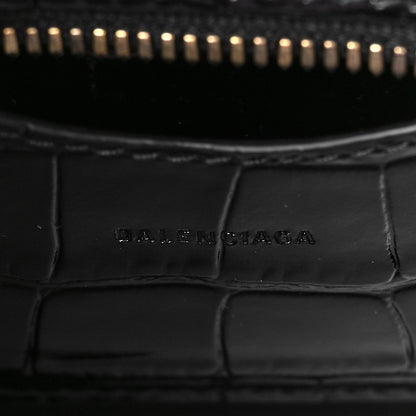 Balenciaga Shiny Supple Calfskin Crocodile Embossed Neo Classic Gold Hardware Nano City Crossbody Black 5 of 7