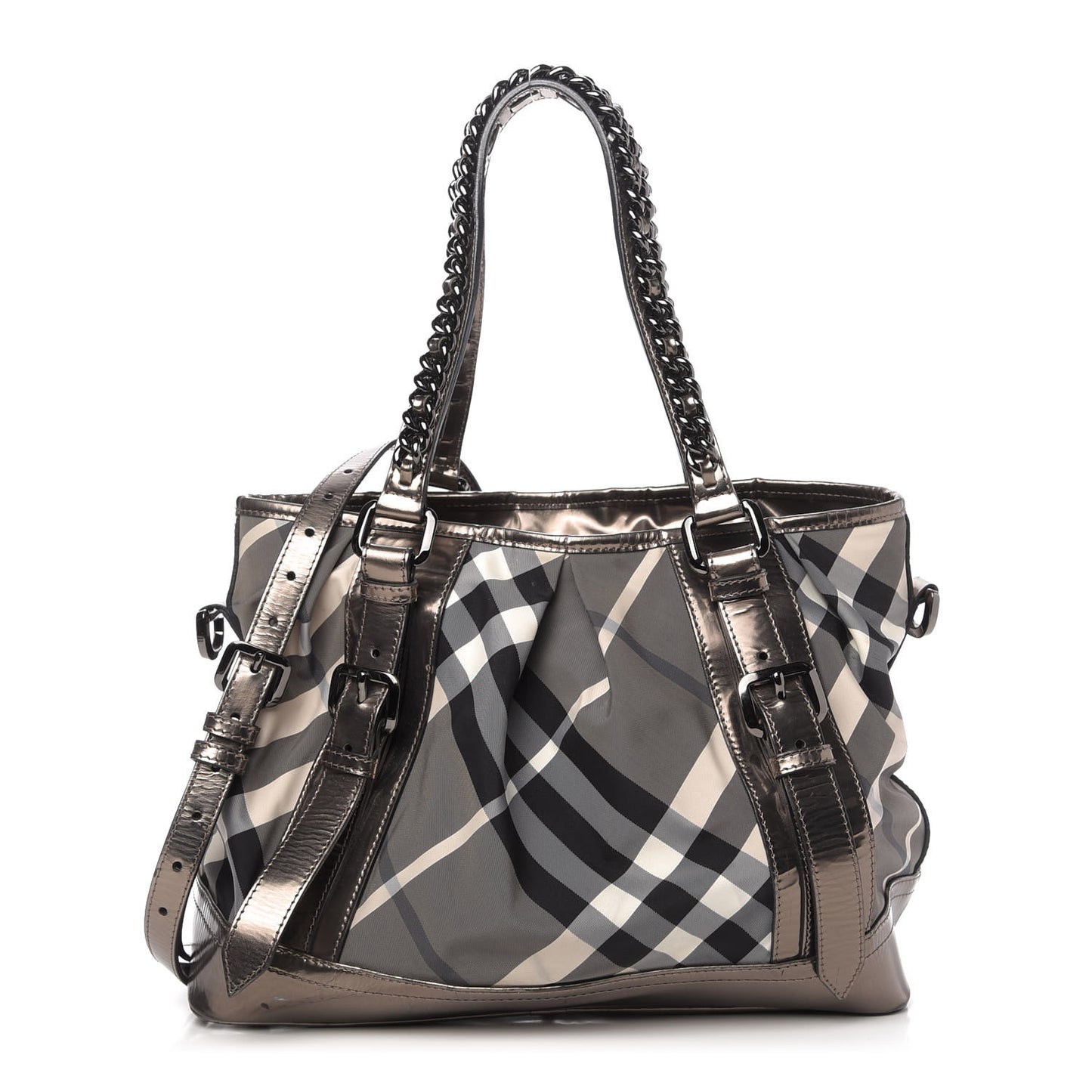 Calfskin Smoked Check Chain Strap Shoulder Bag