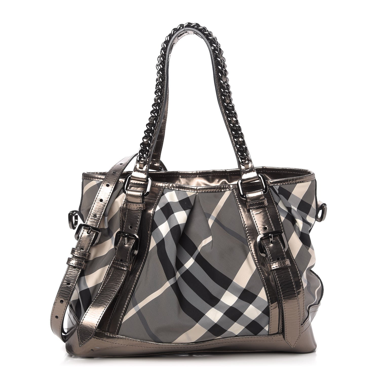 Burberry Calfskin Smoked Check Chain Strap Shoulder Bag 1 of 13