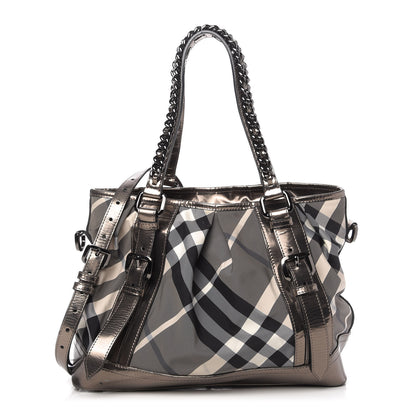 Burberry Calfskin Smoked Check Chain Strap Shoulder Bag 1 of 13