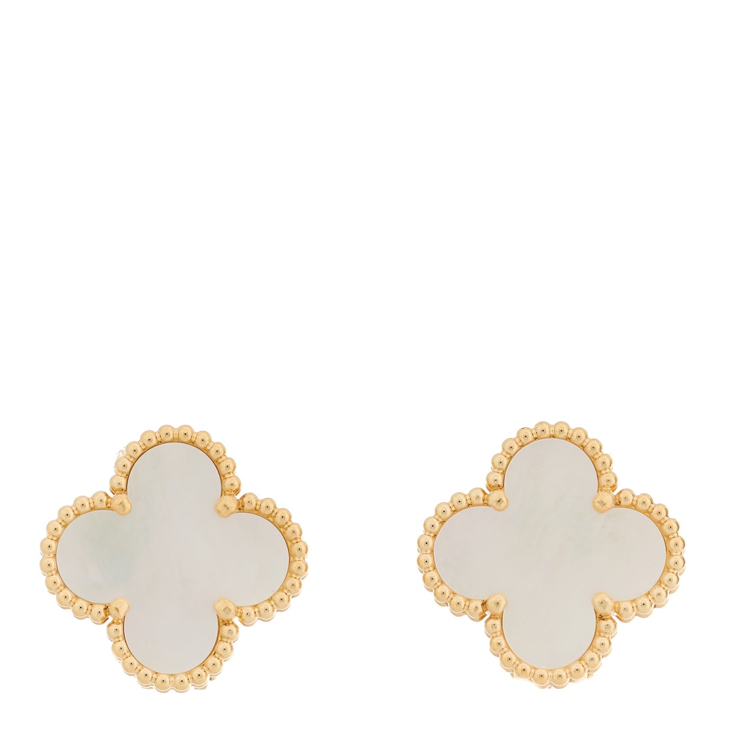 18K Yellow Gold Mother of Pearl Vintage Alhambra Earrings