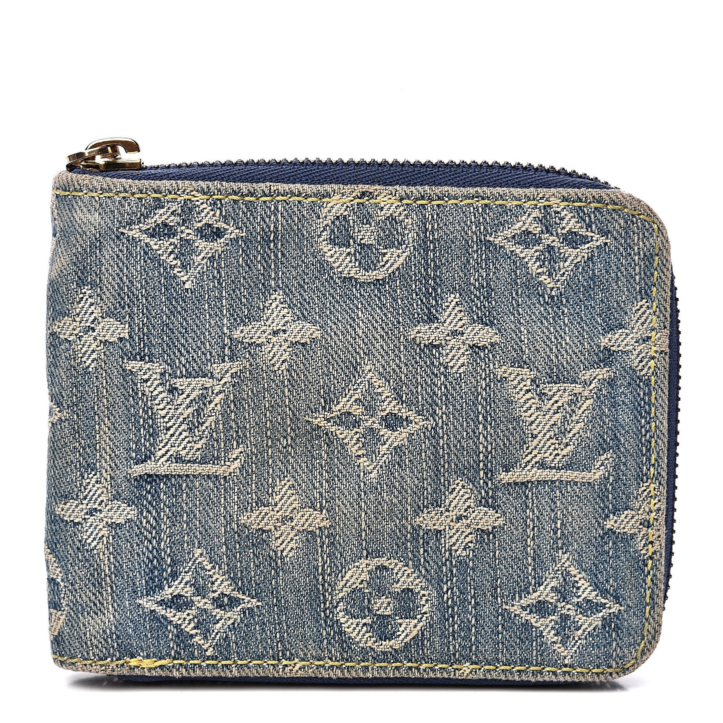 Denim Zip Compact Wallet Blue