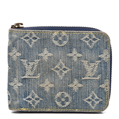 Louis Vuitton Denim Zip Compact Wallet Blue 1 of 11