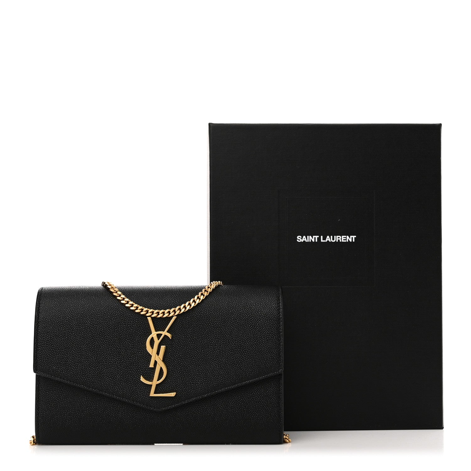 Saint Laurent Grain de Poudre Uptown Chain Wallet Black 10 of 10