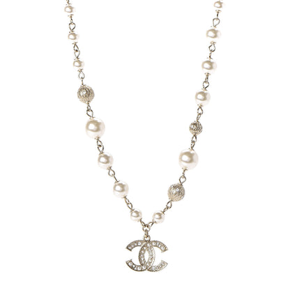Chanel Strass Crystal Pearl Beaded CC Short Necklace Gold 1 of 6