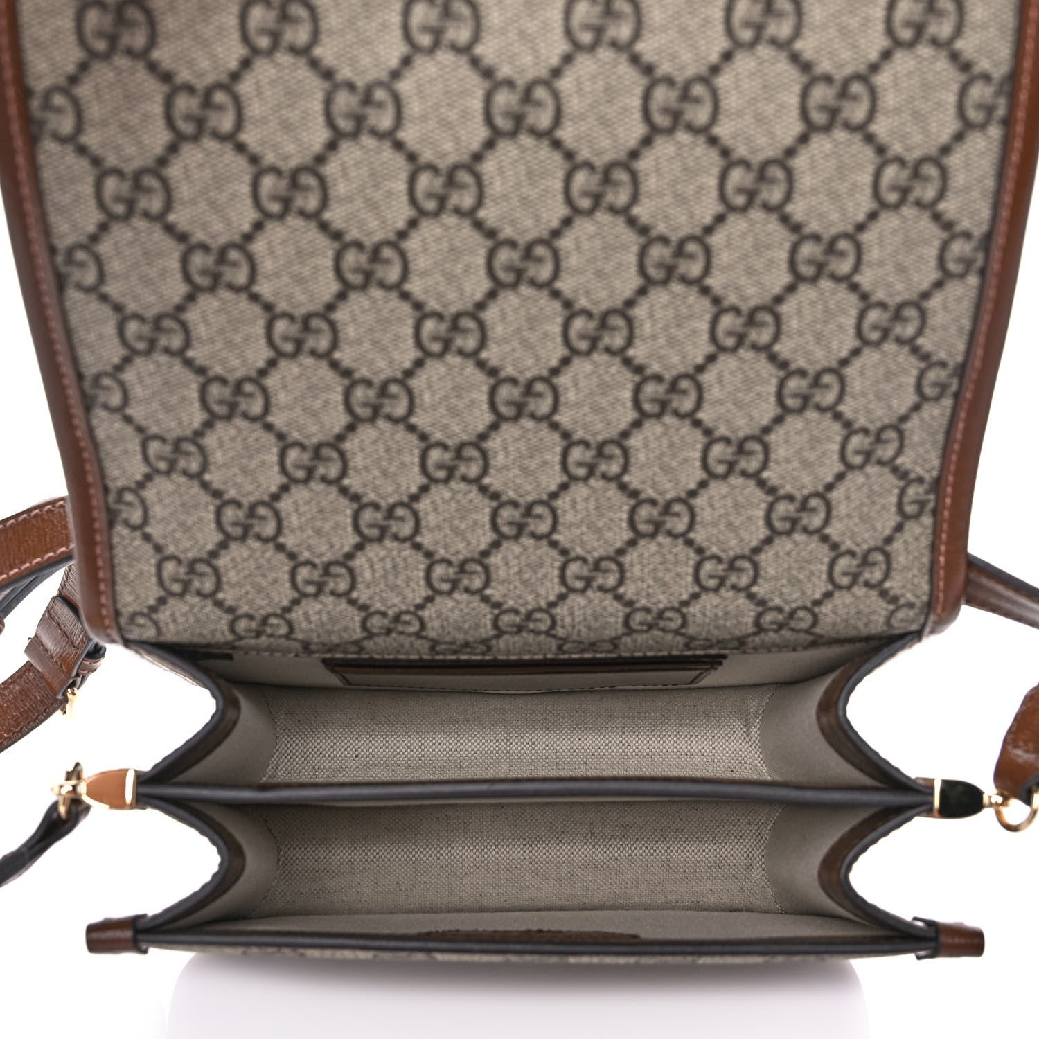 Gucci GG Supreme Monogram Azalea Calfskin Mini Retro Interlocking G Flap Shoulder Bag Beige Ebony Brown Sugar 5 of 12