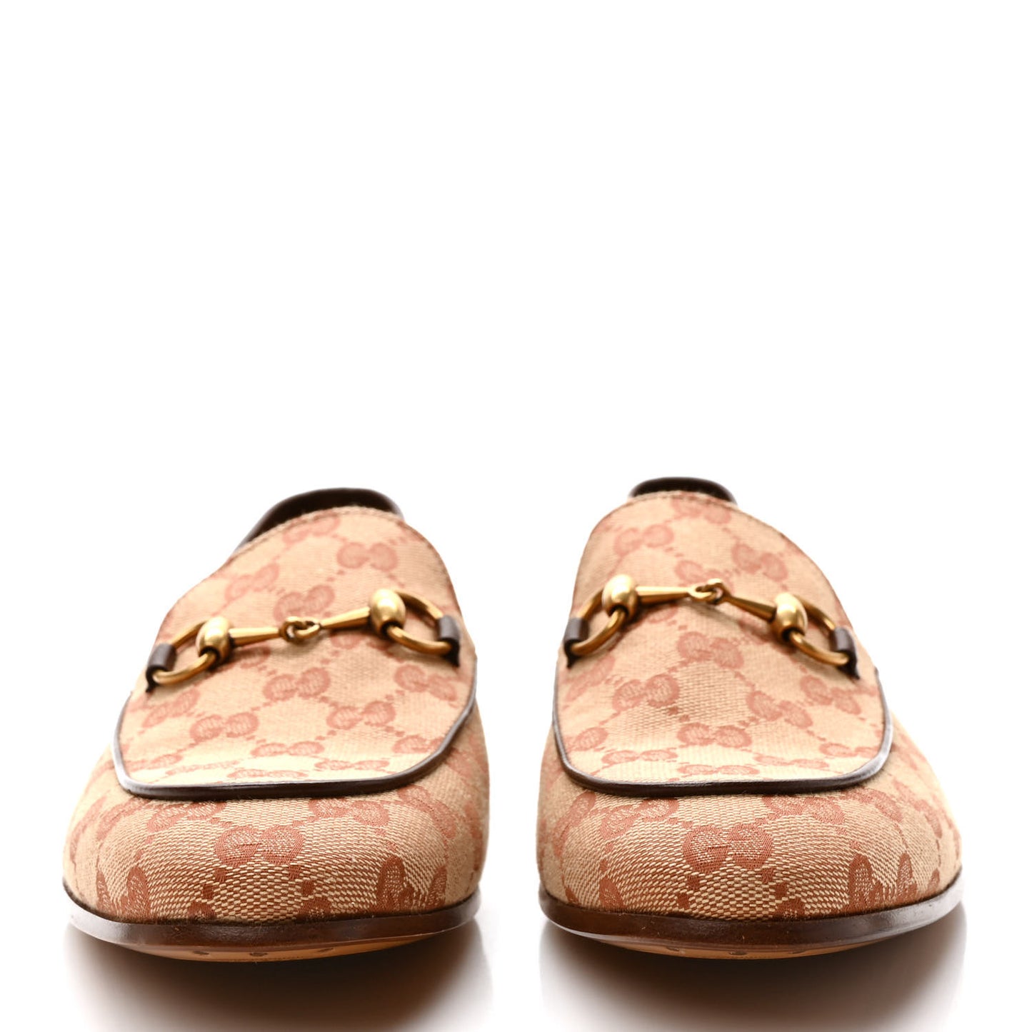 Canvas GG Monogram Horsebit Mens Jordaan Loafers 8 Beige Ruggine Light Brown