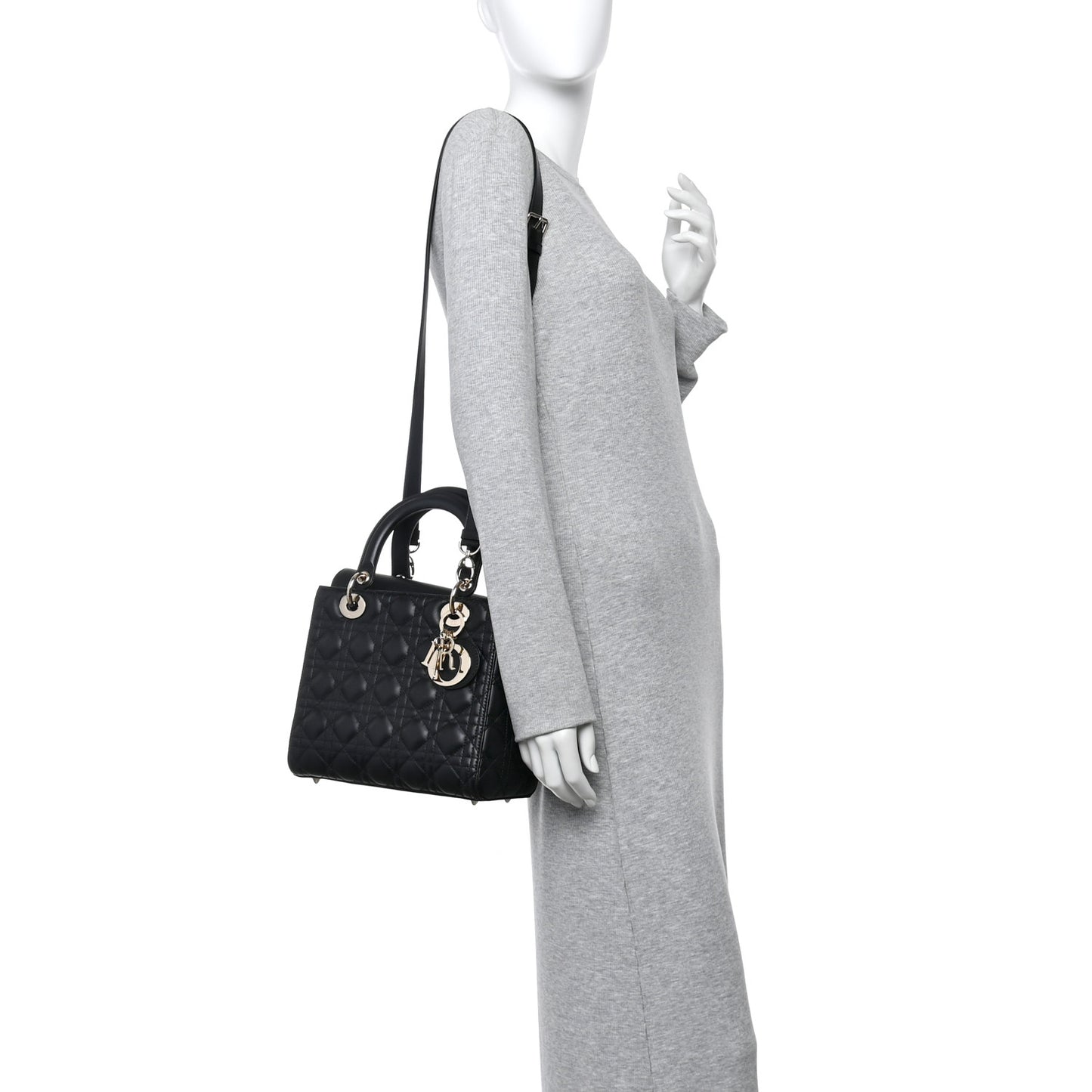 Lambskin Cannage Medium Lady Dior Black