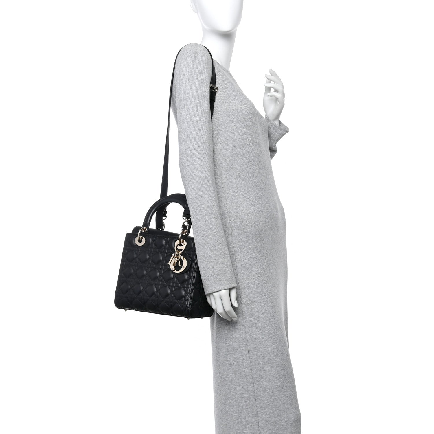 Christian Dior Lambskin Cannage Medium Lady Dior Black 3 of 21