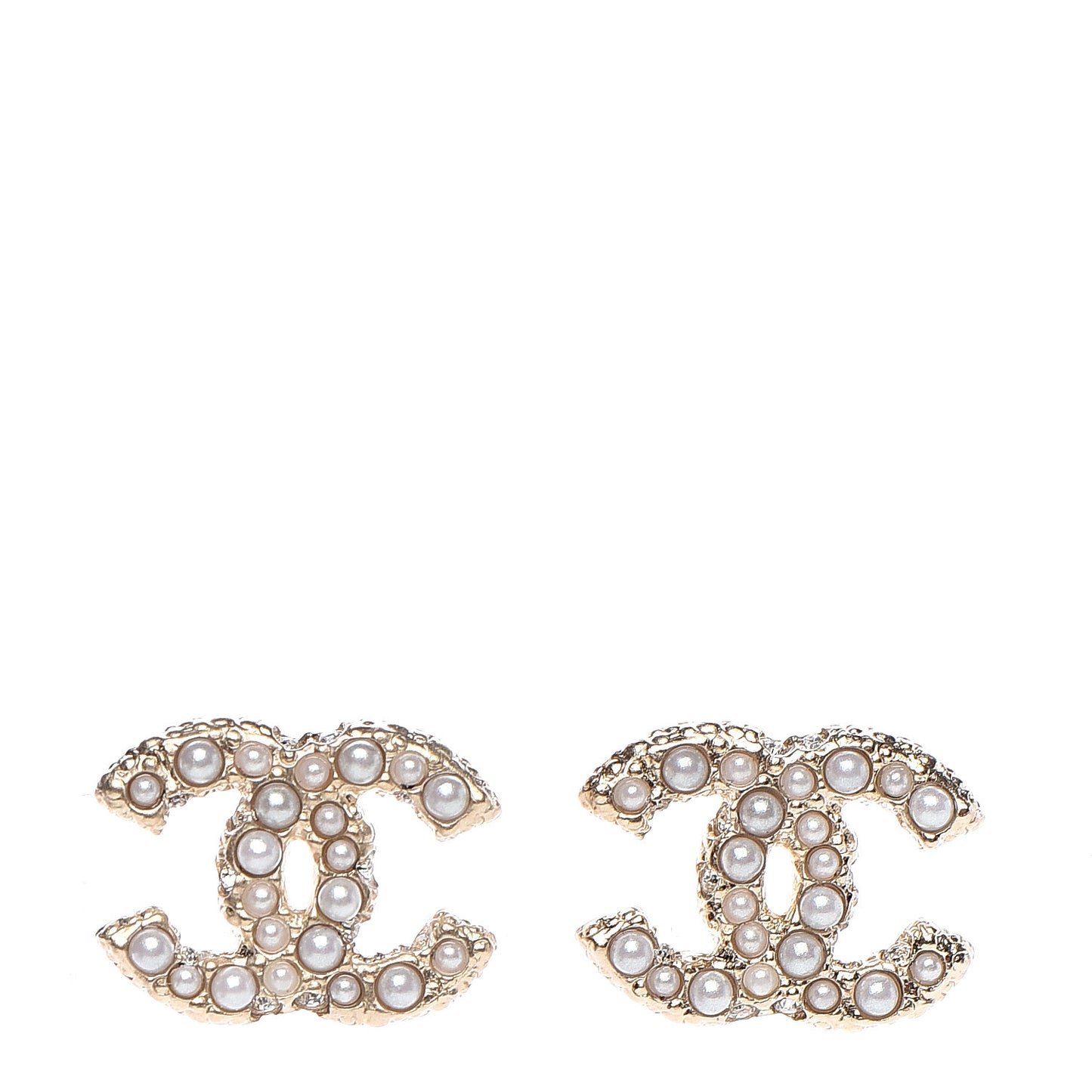 Metal Graduated Pearl Crystal CC Earrings Light Gold