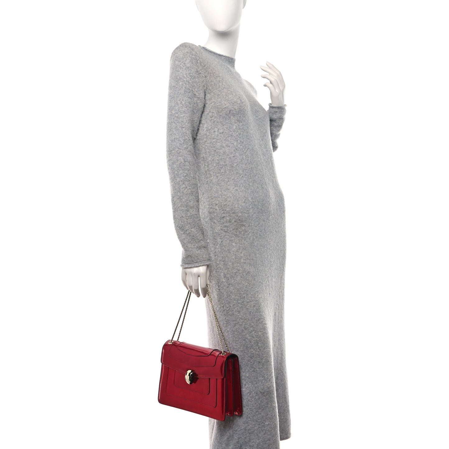Metallic Calfskin Serpenti Forever Shoulder Bag Red