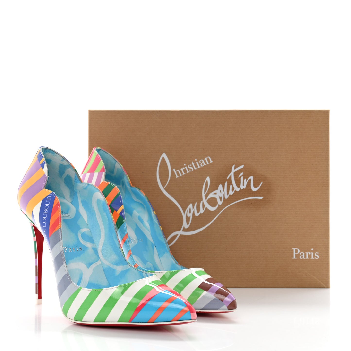 Patent Striped Hot Chick 100 Pumps 38.5 Multicolor