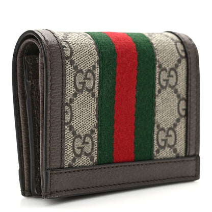 Gucci GG Supreme Monogram Web Ophidia Card Case Beige New Acero 3 of 7