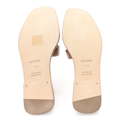 Hermes Box Calfskin Oran Sandals 37.5 Gold 6 of 10