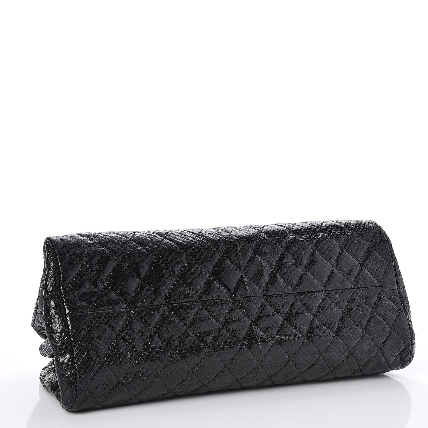 Chanel Lizard Quilted Medium Just Mademoiselle Bowling Bag Black 4 of 7