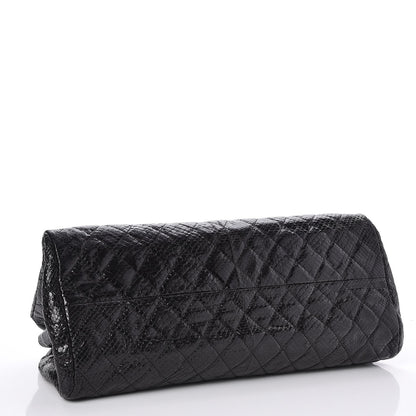 Chanel Lizard Quilted Medium Just Mademoiselle Bowling Bag Black 4 of 7