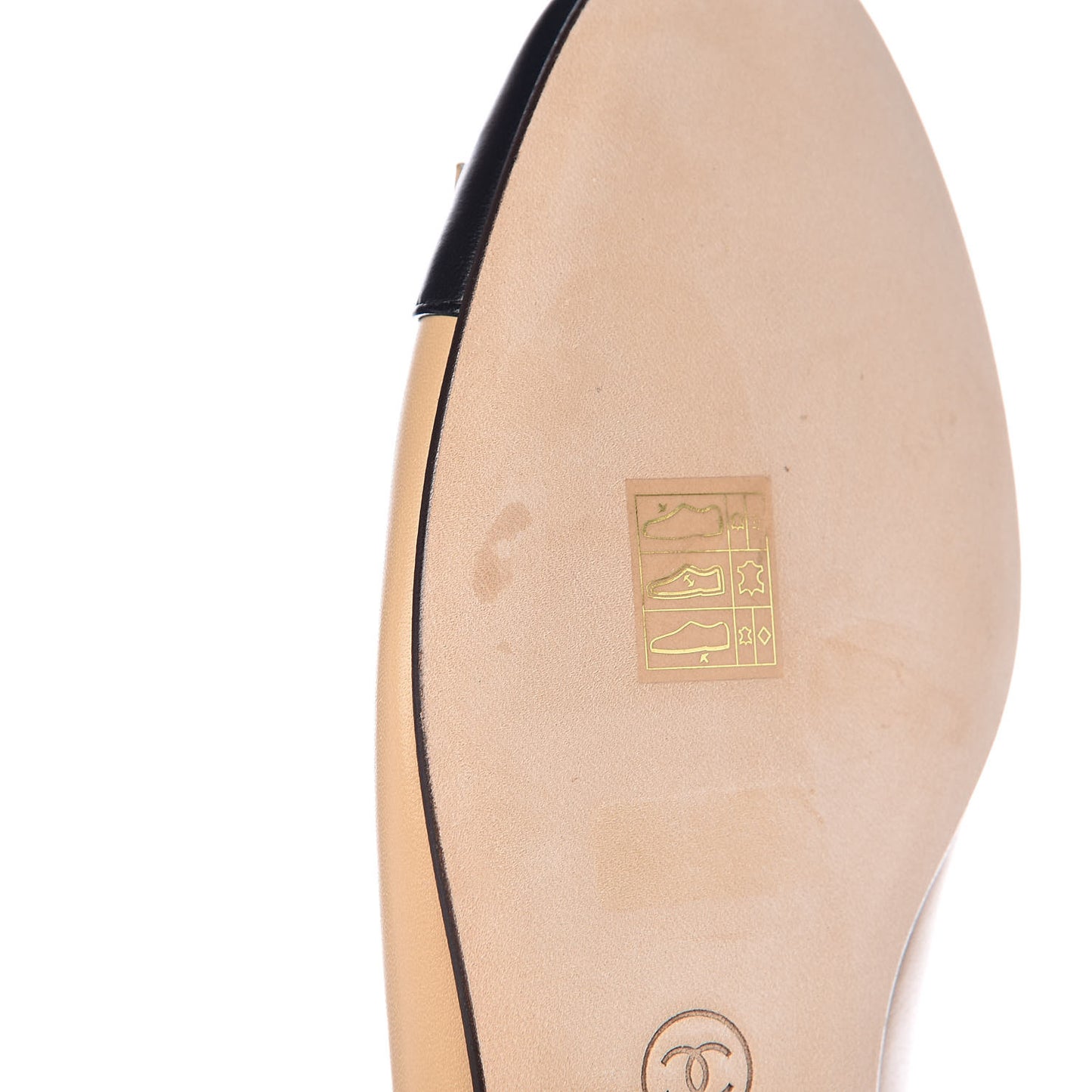 Lambskin Cap Toe CC Ballerina Flats 41 Beige Black