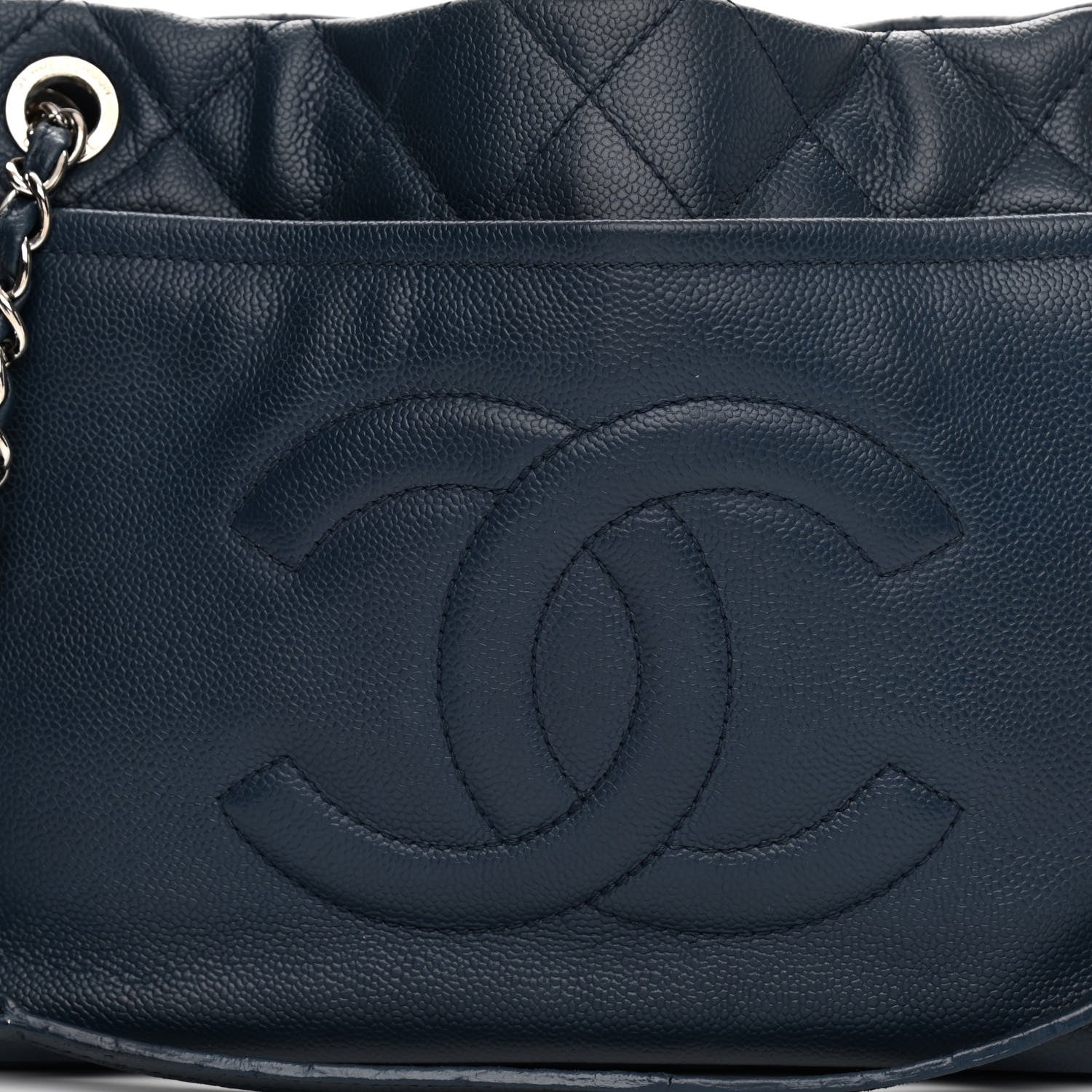 Chanel Caviar Timeless CC Soft Tote Navy Blue 8 of 13