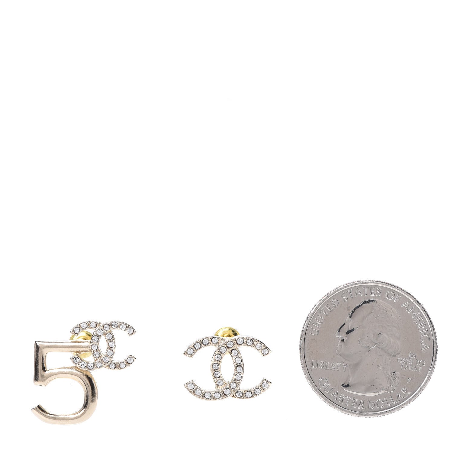 Chanel Crystal CC No 5 Earrings Gold 2 of 5