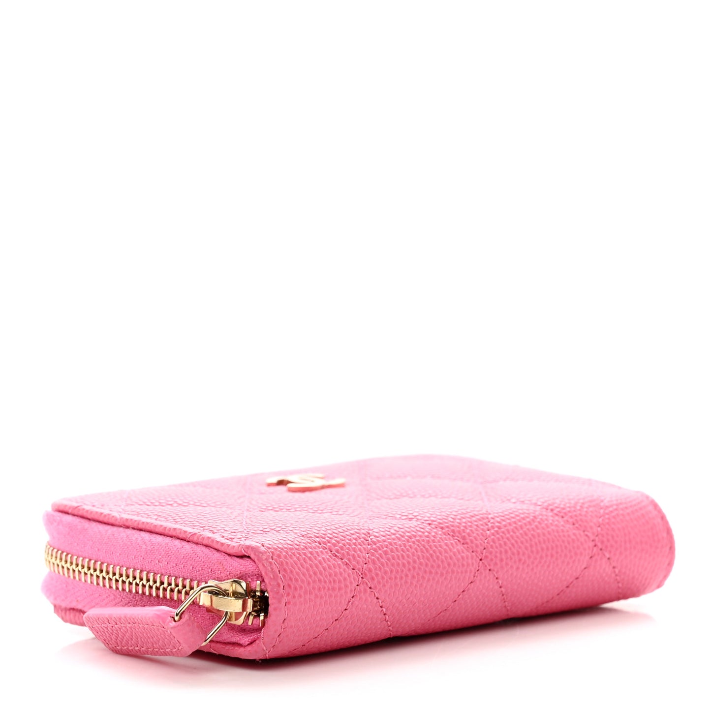 Caviar Quilted Zip Coin Purse Pink