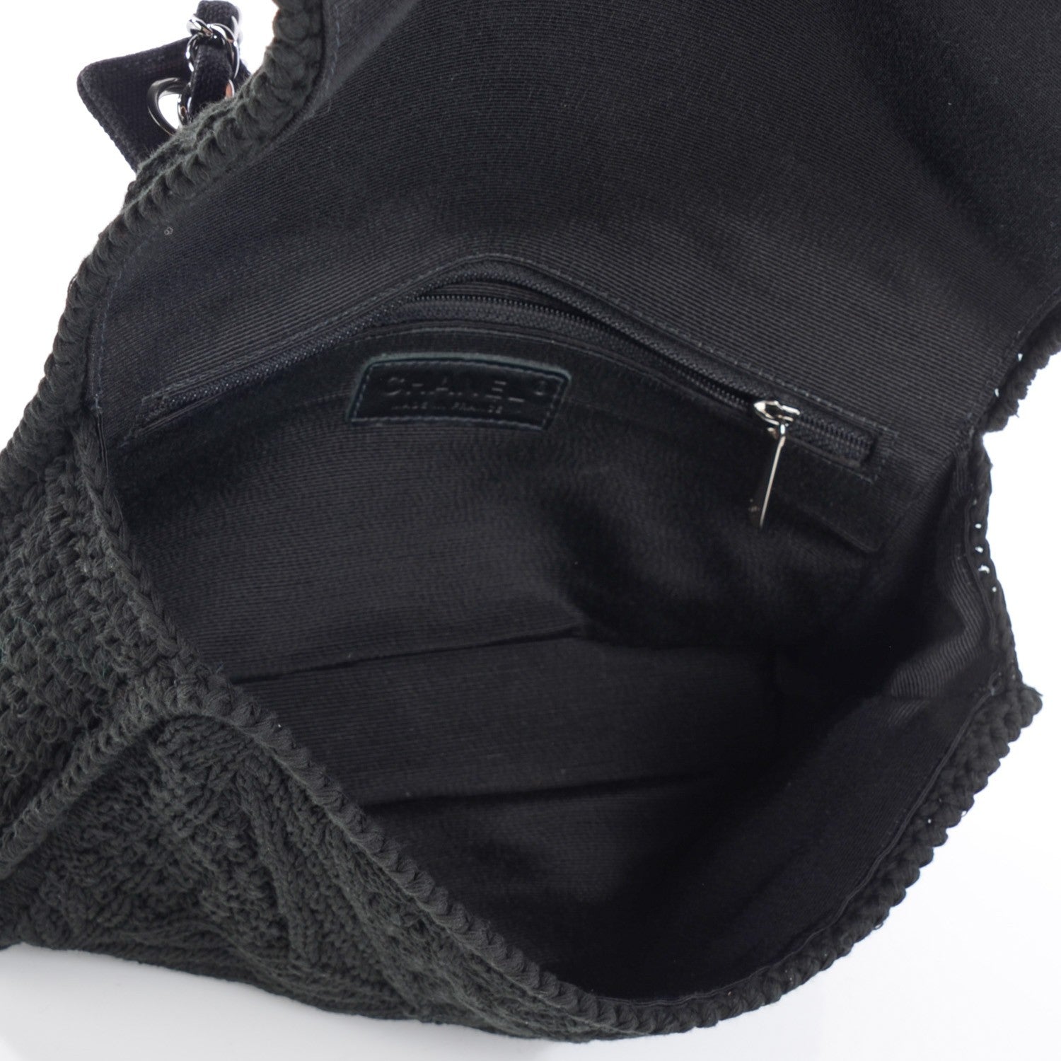Chanel Woven Crochet Knit Medium Flap Black 5 of 7