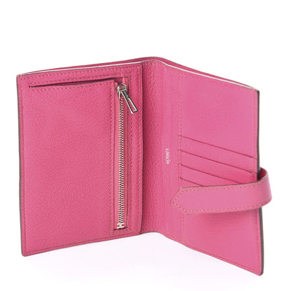 Hermes Chevre Mysore Bearn Compact Wallet Rose Shocking 5 of 6