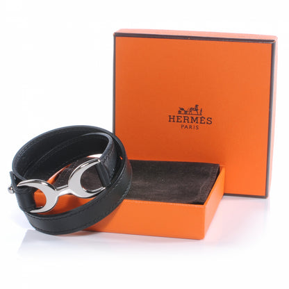 Hermes Chamonix Baby Pavane Double Tour Bracelet Small Black 3 of 7