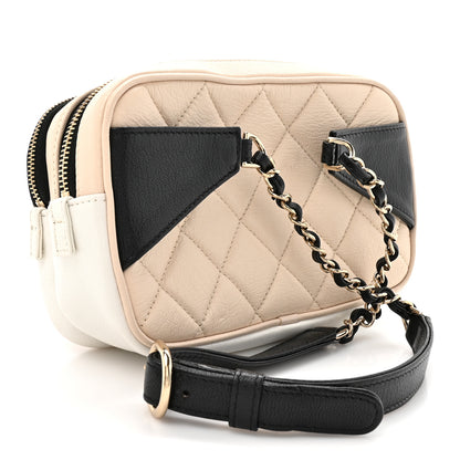 Chanel Goatskin Quilted Waist Bag Beige White Black 3 of 12