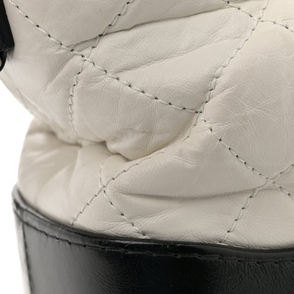 Chanel Aged Calfskin Quilted Small Gabrielle Hobo Black White 11 of 12