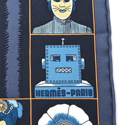 Hermes Silk Dress Code Scarf 45 Bleu Ardoise Rouille Ciel 2 of 3
