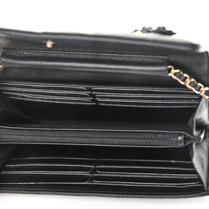 Chanel Lambskin Camellia Wallet on Chain WOC Black 5 of 12
