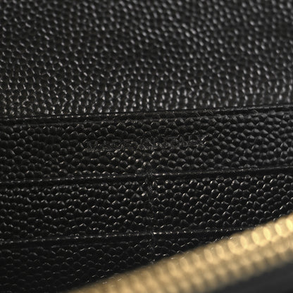 Saint Laurent Grain De Poudre Matelasse Chevron Monogram Chain Wallet Black 8 of 13
