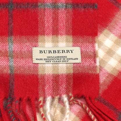 Burberry Cashmere Check Fringe Scarf Red 4 of 5