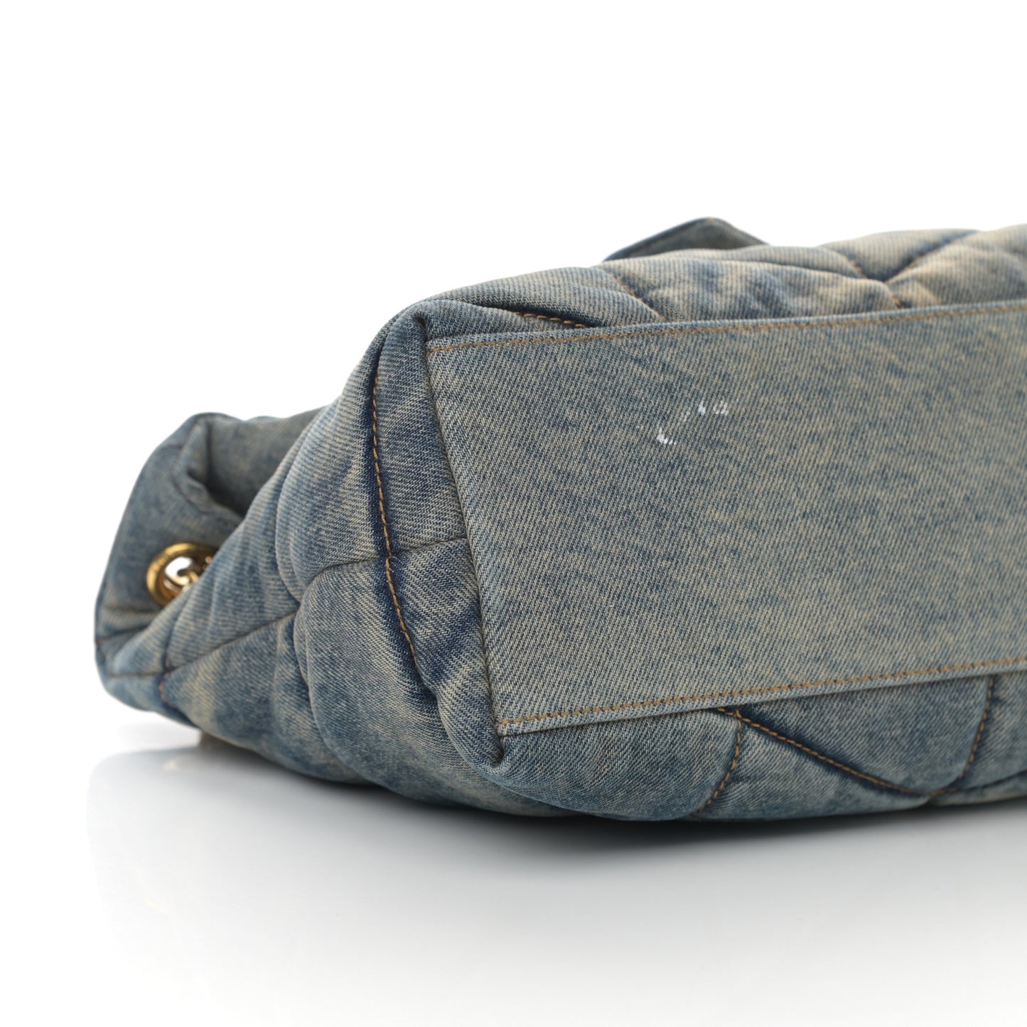 Denim Quilted Small Loulou Puffer Monogram Chain Satchel Blue Cinnamon