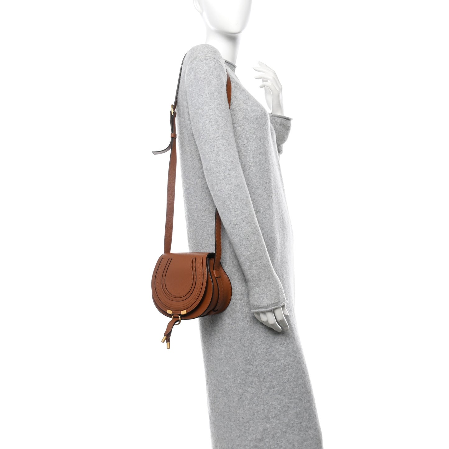Calfskin Mini Marcie Round Crossbody Bag Tan