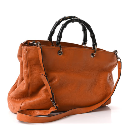 Gucci Cellarius Calfskin Large Bamboo Shopper Tote Orange 3 of 10