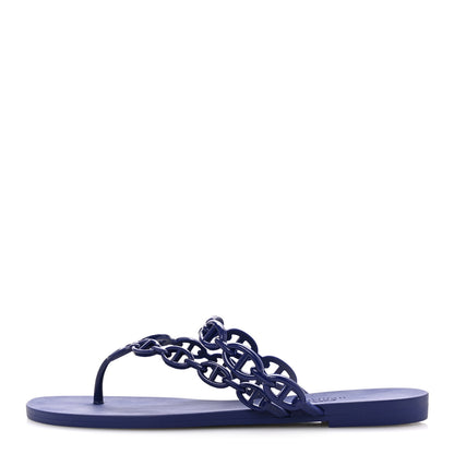 Hermes Rubber Chaine d'Ancre Island Sandals 38 Bleu Smalt 1 of 11