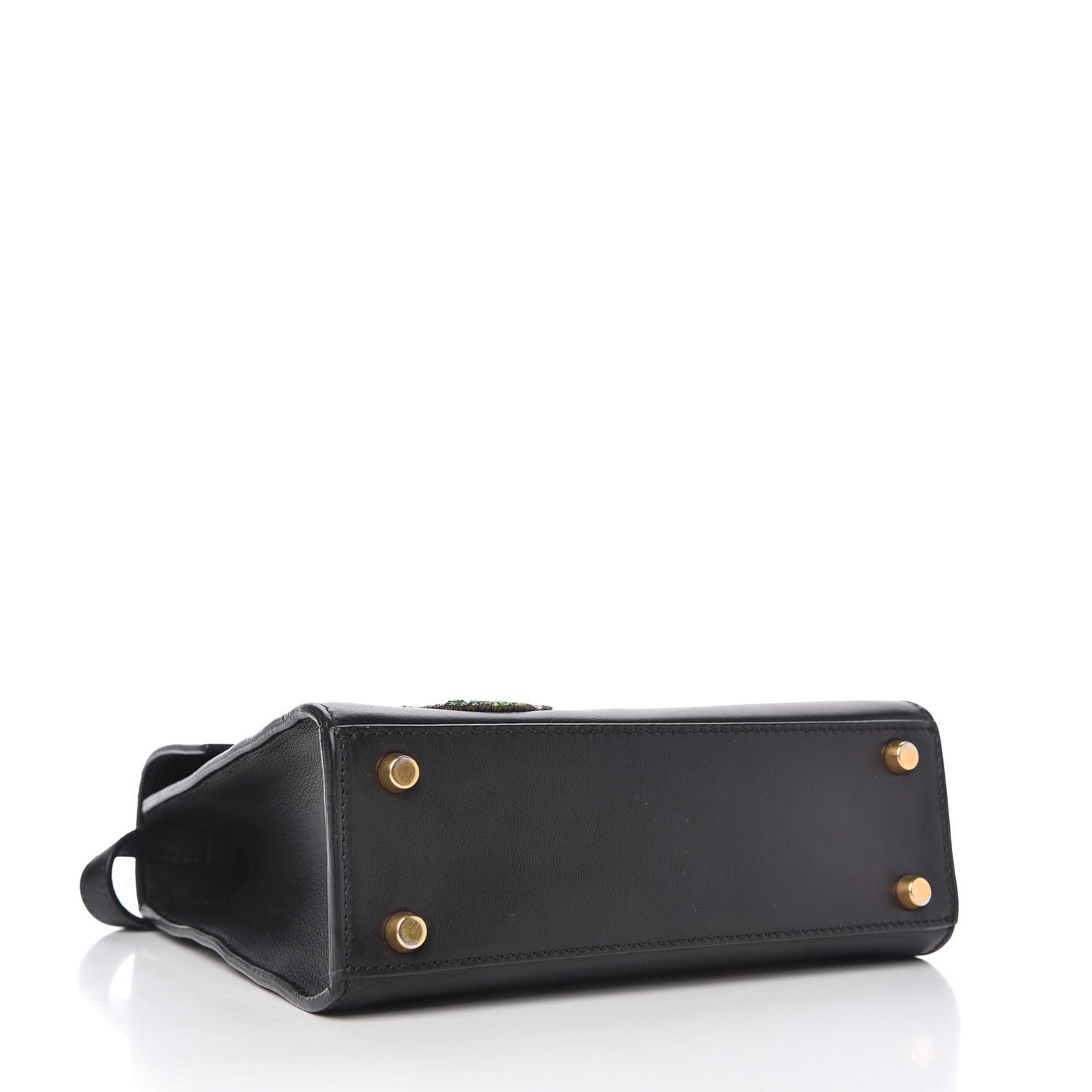 Nappa Crystal Embroidered Alphabet Icon Flap Black