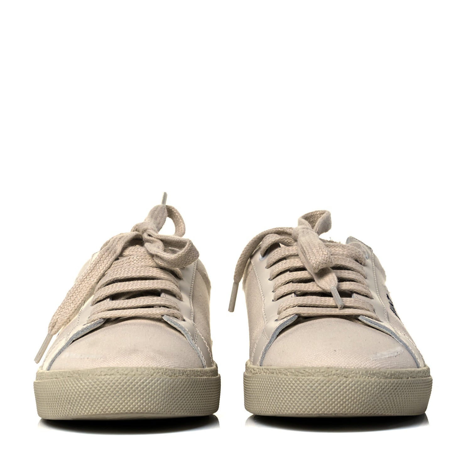 Distressed Canvas Court Classic Sneakers 35.5 Panna