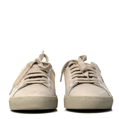 Saint Laurent Distressed Canvas Court Classic Sneakers 35.5 Panna 3 of 7