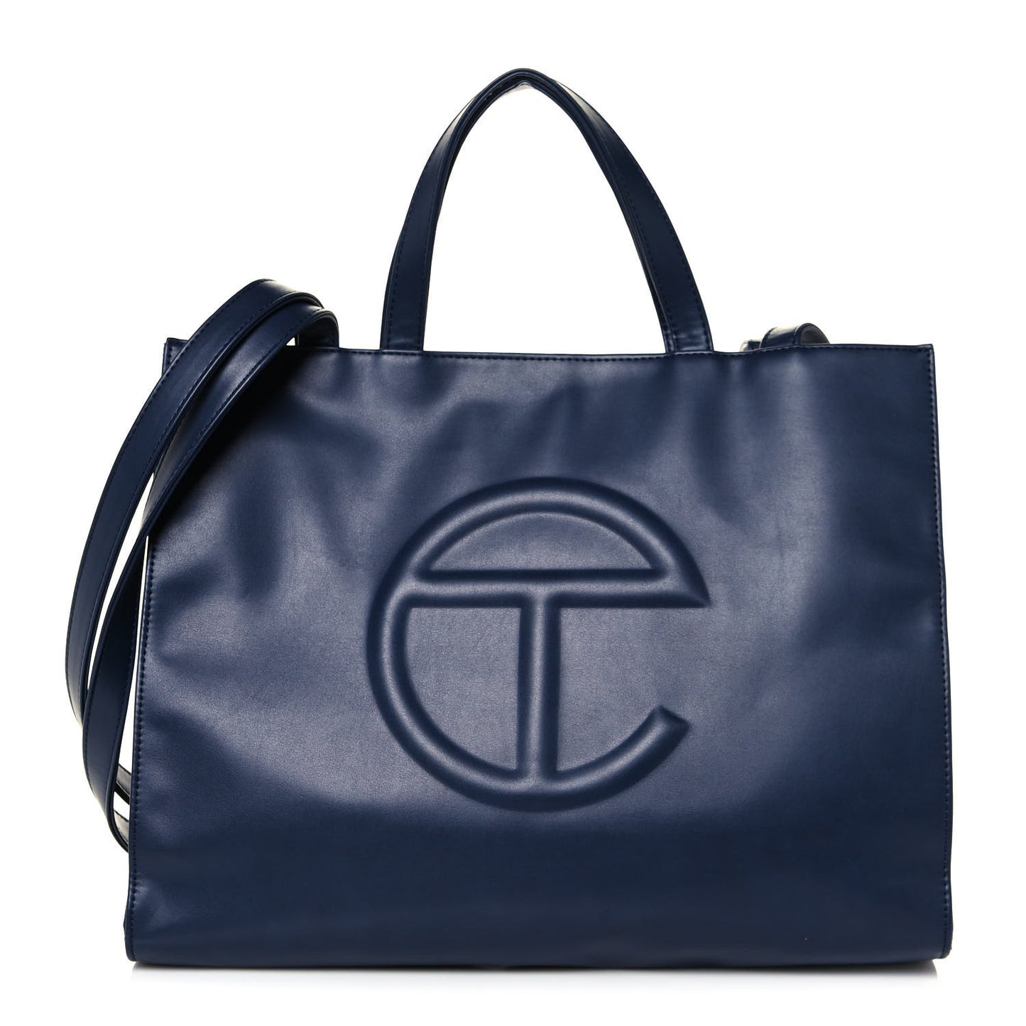 Vegan Leather Medium Shopping Bag Navy