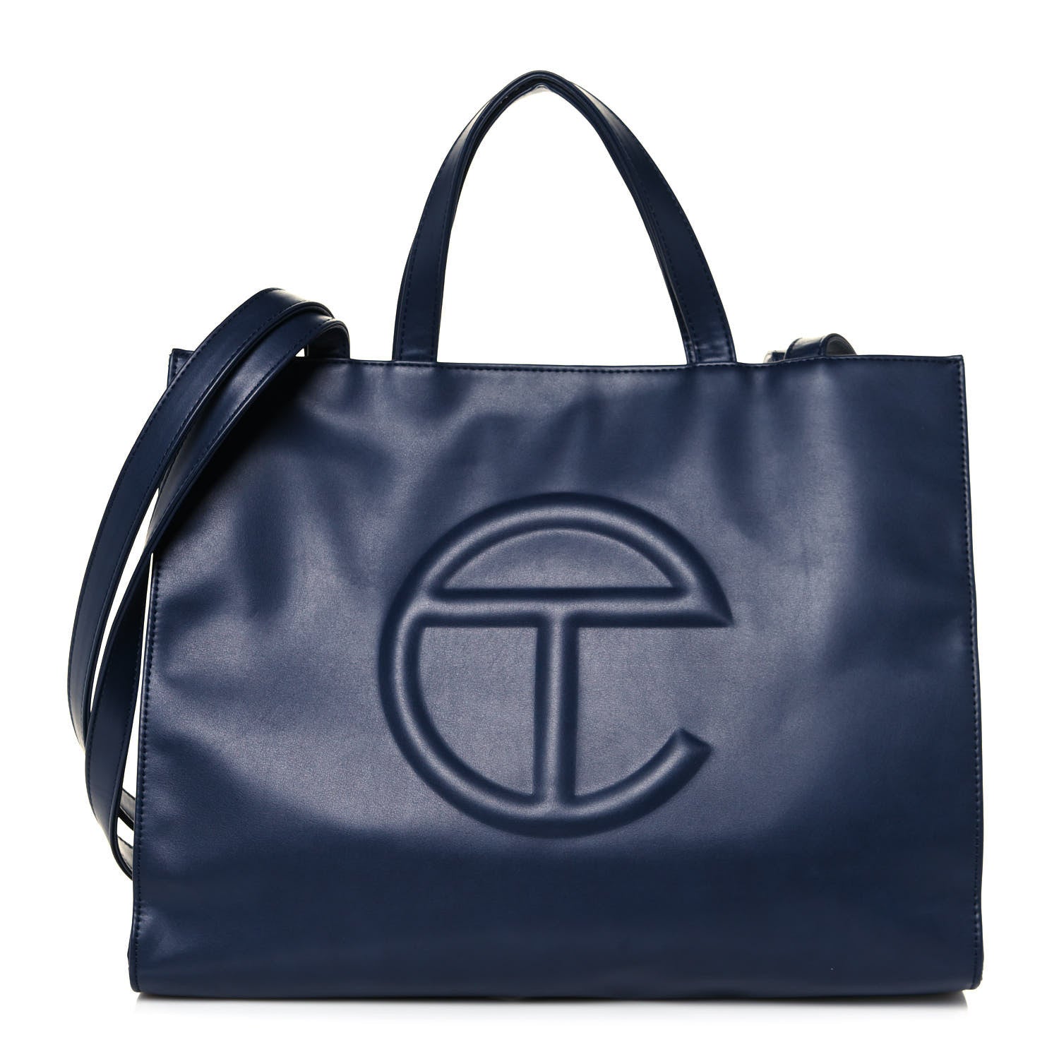 Telfar Vegan Leather Medium Shopping Bag Navy 1 of 13