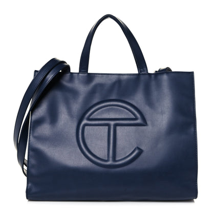 Telfar Vegan Leather Medium Shopping Bag Navy 1 of 13